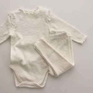Ruffle Ribbed Bodysuit Set, Baby Girl Outfit, Ruffled Leggings Long Sleeve Set